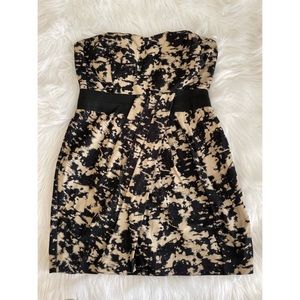 Love Culture (NWOT) Tie Dyed Black and Cream Strapless Mini Dress